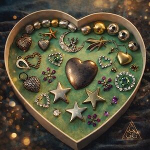 Vintage Hearts & Swarovski Sparkle — Estate Charm & Pendant Treasure Lot